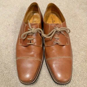 Sandro Moscoloni Brown Leather Cap Toe Oxford Shoes